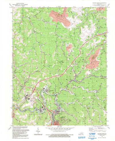 United States Geological Survey Hazard North, KY (1992, 24000-Scale) digital map