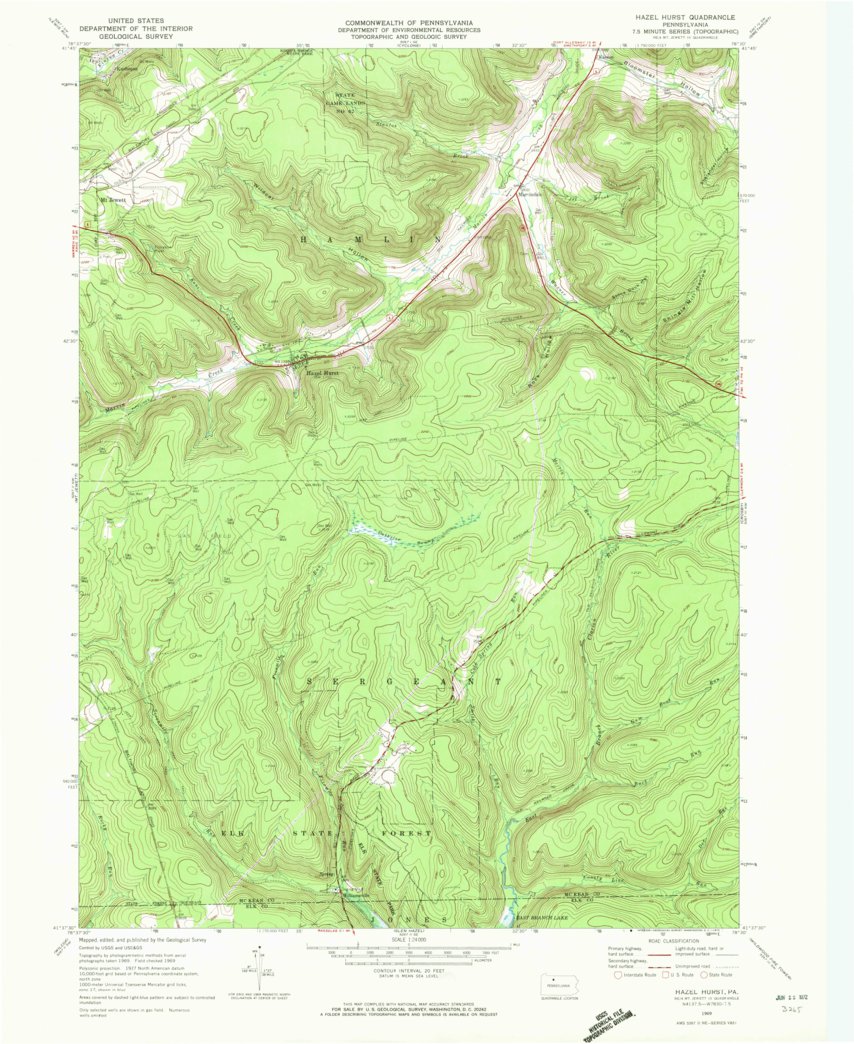 Hazel Hurst, PA (1969, 24000-Scale) Map by United States Geological ...