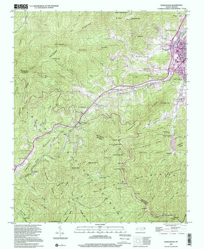 United States Geological Survey Hazelwood, NC (1997, 24000-Scale) digital map