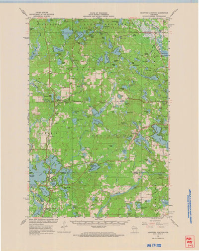 United States Geological Survey Heafford Junct, WI (1966, 62500-Scale) digital map