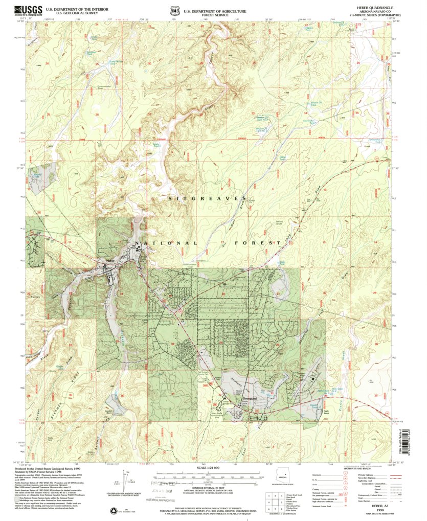 Heber, AZ (1998, 24000-Scale) Map by United States Geological