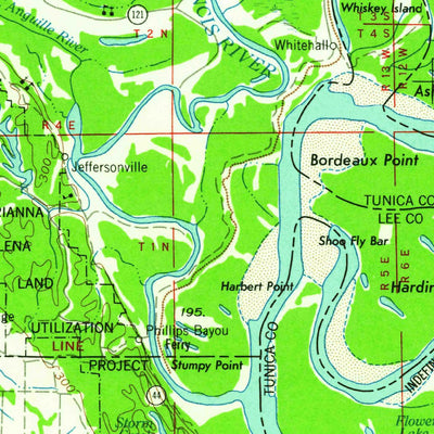 United States Geological Survey Helena, AR-MS-TN (1960, 250000-Scale) digital map