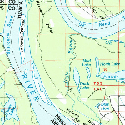 United States Geological Survey Helena, AR-MS-TN (1984, 100000-Scale) digital map