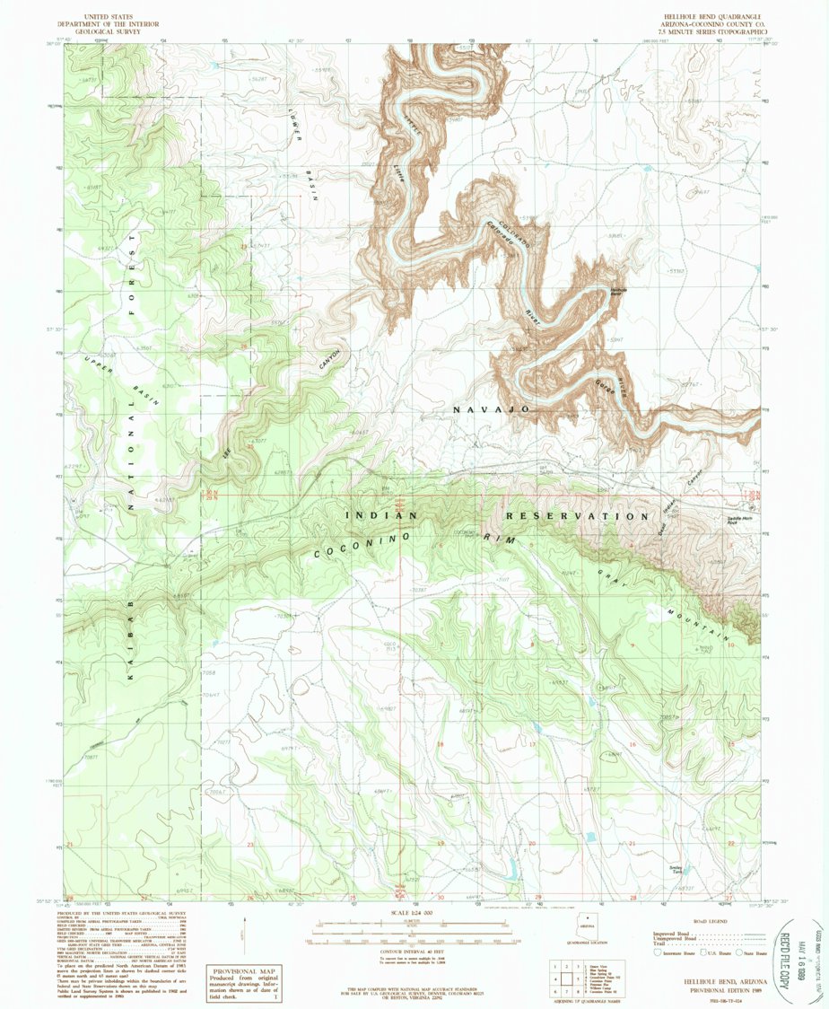 Hellhole Bend, AZ (1989, 24000-Scale) Map by United States