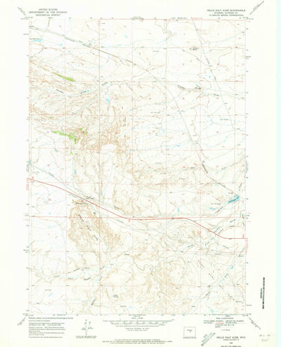 United States Geological Survey Hells Half Acre, WY (1968, 24000-Scale) digital map