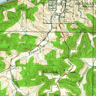 United States Geological Survey Hemann, MO (1942, 62500-Scale) digital map