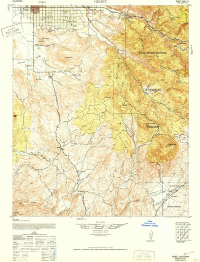 United States Geological Survey Hemet, CA (1942, 62500-Scale) digital map