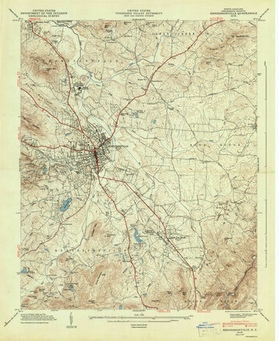 United States Geological Survey Hendersonville, NC (1947, 24000-Scale) digital map