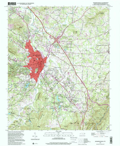 United States Geological Survey Hendersonville, NC (1997, 24000-Scale) digital map