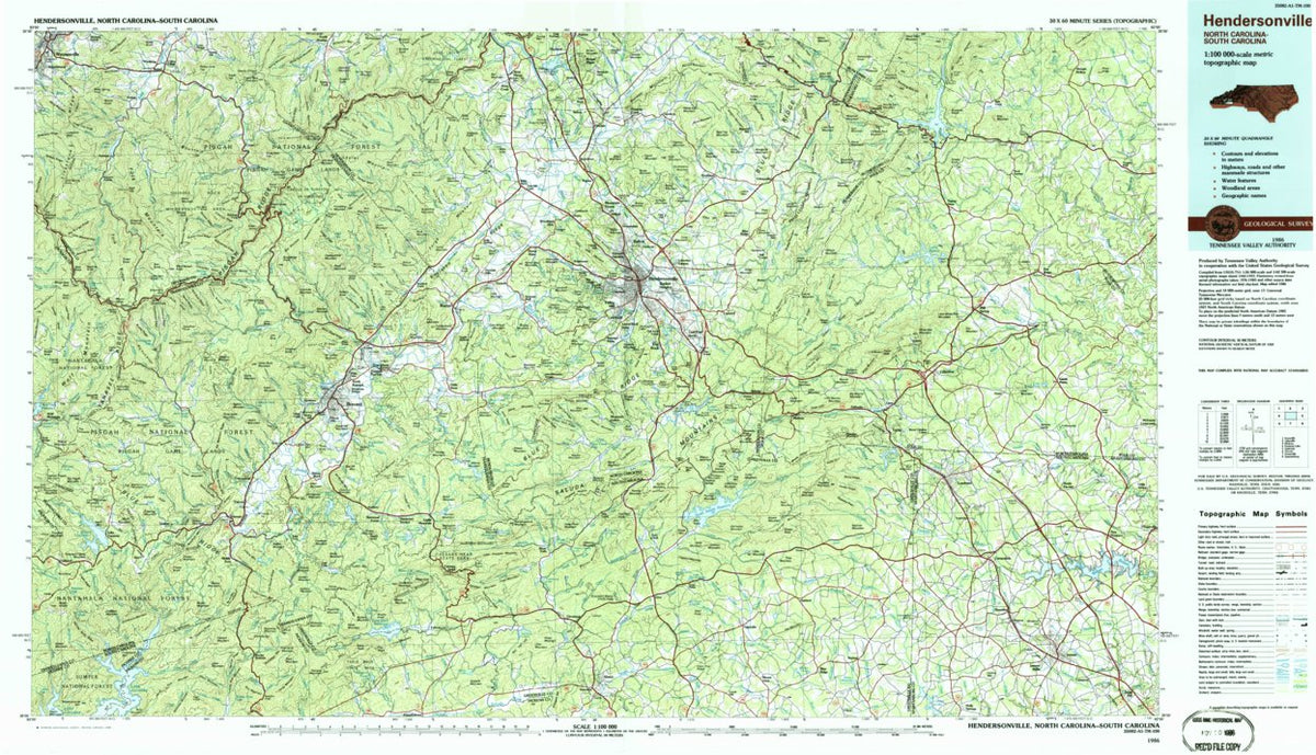 Hendersonville, NC-SC (1986, 100000-Scale) Map by United States ...