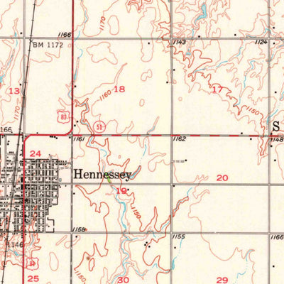 United States Geological Survey Hennessey, OK (1956, 62500-Scale) digital map