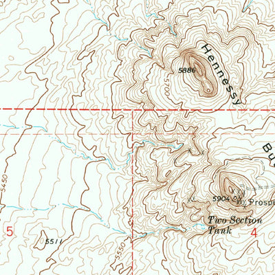 United States Geological Survey Hennessy Buttes, AZ (1972, 24000-Scale) digital map