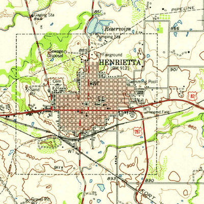 United States Geological Survey Henrietta, TX-OK (1956, 62500-Scale) digital map