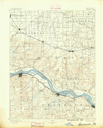 United States Geological Survey Hermann, MO (1890, 125000-Scale) digital map