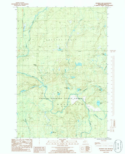United States Geological Survey Hickman Lake, MI (1985, 24000-Scale) digital map