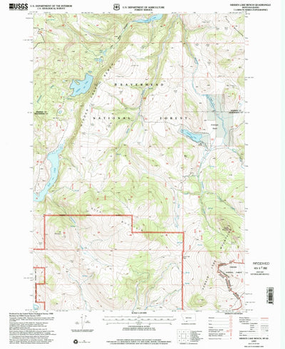 United States Geological Survey Hidden Lake Bench, MT-ID (1997, 24000-Scale) digital map