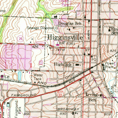 United States Geological Survey Higginsville, MO (1959, 24000-Scale) digital map