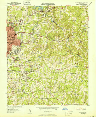 United States Geological Survey High Point East, NC (1951, 24000-Scale) digital map