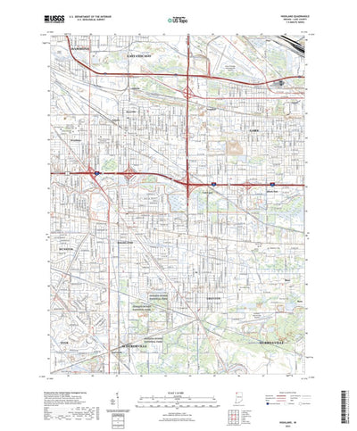 United States Geological Survey Highland, IN (2022, 24000-Scale) digital map