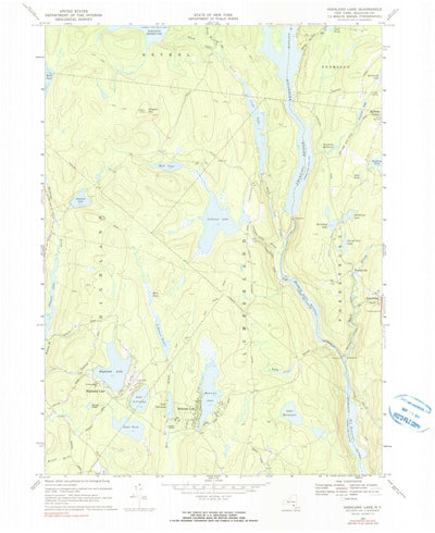 United States Geological Survey Highland Lake, NY (1967, 24000-Scale) digital map
