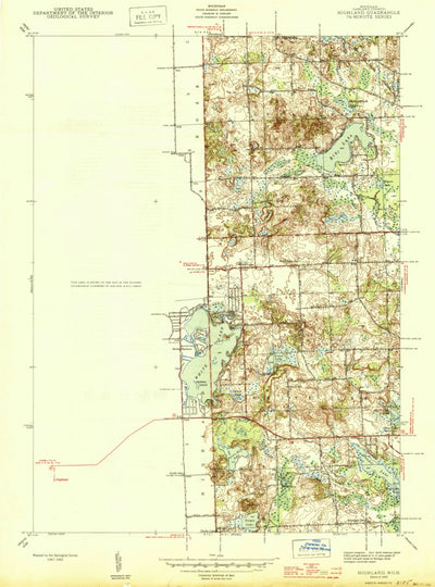 United States Geological Survey Highland, MI (1945, 24000-Scale) digital map
