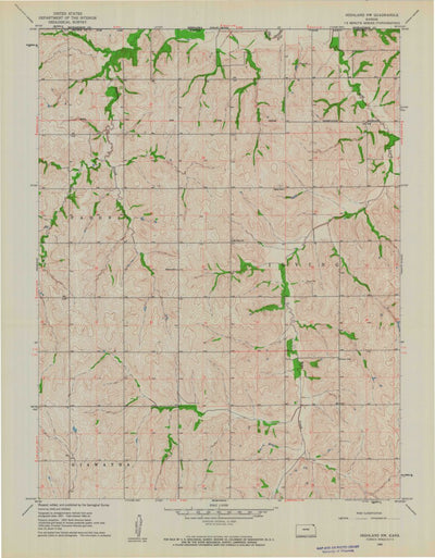 United States Geological Survey Highland NW, KS-NE (1961, 24000-Scale) digital map