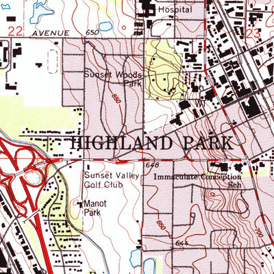 United States Geological Survey Highland Park, IL (1993, 24000-Scale) digital map