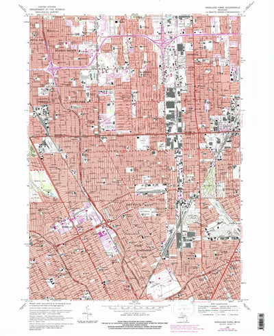 United States Geological Survey Highland Park, MI (1968, 24000-Scale) digital map