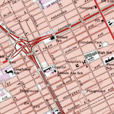 United States Geological Survey Highland Park, MI (1968, 24000-Scale) digital map