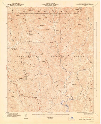 United States Geological Survey Hightower Bald, GA-NC (1947, 24000-Scale) digital map