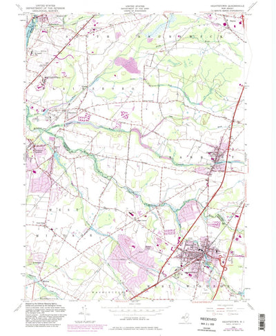 United States Geological Survey Hightstown, NJ (1954, 24000-Scale) digital map