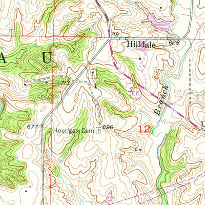 United States Geological Survey Hilldale, MO (1952, 24000-Scale) digital map