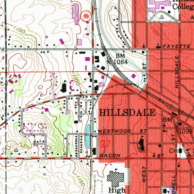 United States Geological Survey Hillsdale, MI (1959, 24000-Scale) digital map