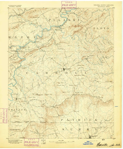 United States Geological Survey Hillsville, VA-NC (1892, 125000-Scale) digital map