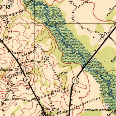 United States Geological Survey Hilltonia, GA-SC (1943, 62500-Scale) digital map