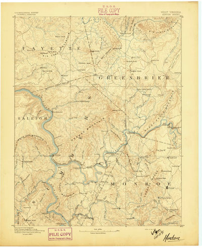 United States Geological Survey Hinton, WV (1892, 125000-Scale) digital map