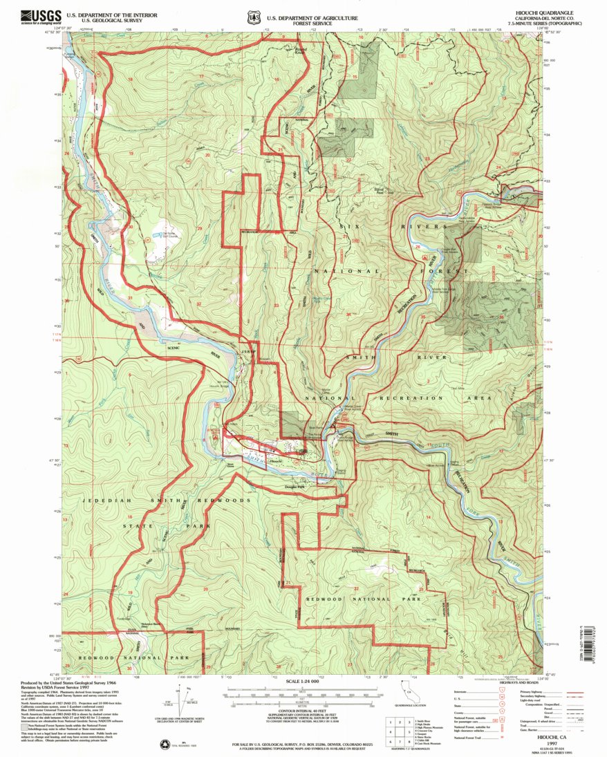 Hiouchi, CA (1997, 24000Scale) Map by United States Geological Survey