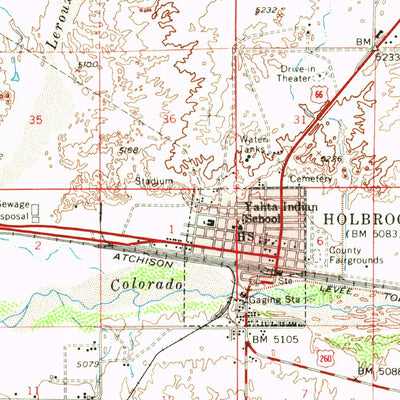 United States Geological Survey Holbrook, AZ (1955, 62500-Scale) digital map