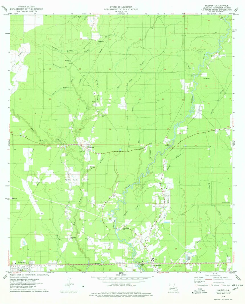 Holden, LA (1974, 24000-Scale) Map by United States Geological Survey ...