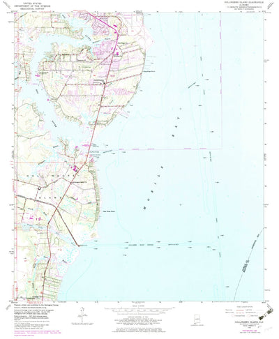 United States Geological Survey Hollingers Island, AL (1953, 24000-Scale) digital map