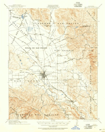 United States Geological Survey Hollister, CA (1923, 62500-Scale) digital map