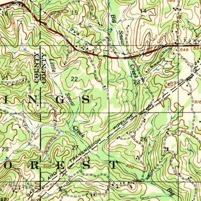 United States Geological Survey Holly Springs, MS-TN (1953, 62500-Scale) digital map