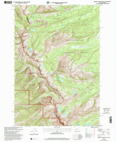United States Geological Survey Homer Youngs Peak, MT-ID (1997, 24000-Scale) digital map