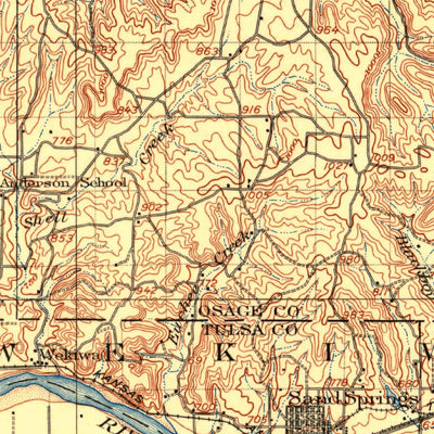 United States Geological Survey Hominy, OK (1912, 125000-Scale) digital map