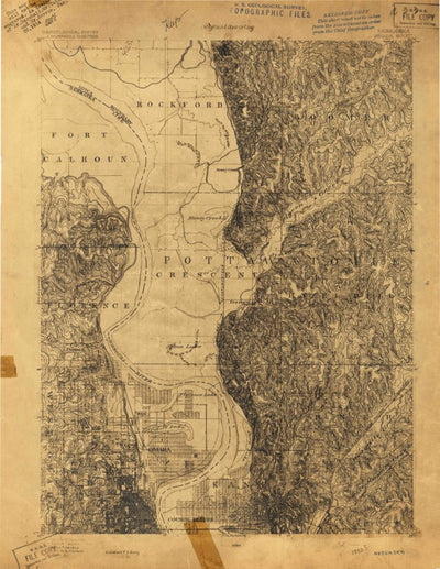 United States Geological Survey Honey Creek, IA-NE (1893, 62500-Scale) digital map