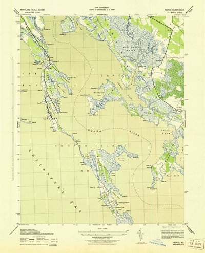 United States Geological Survey Honga, MD (1943, 31680-Scale) digital map