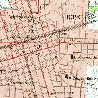United States Geological Survey Hope, AR (1951, 24000-Scale) digital map