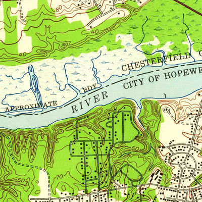 United States Geological Survey Hopewell, VA (1952, 24000-Scale) digital map