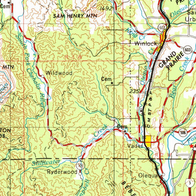 United States Geological Survey Hoquiam, WA-OR (1958, 250000-Scale) digital map