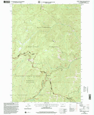 United States Geological Survey Horse Creek Pass, MT-ID (1998, 24000-Scale) digital map